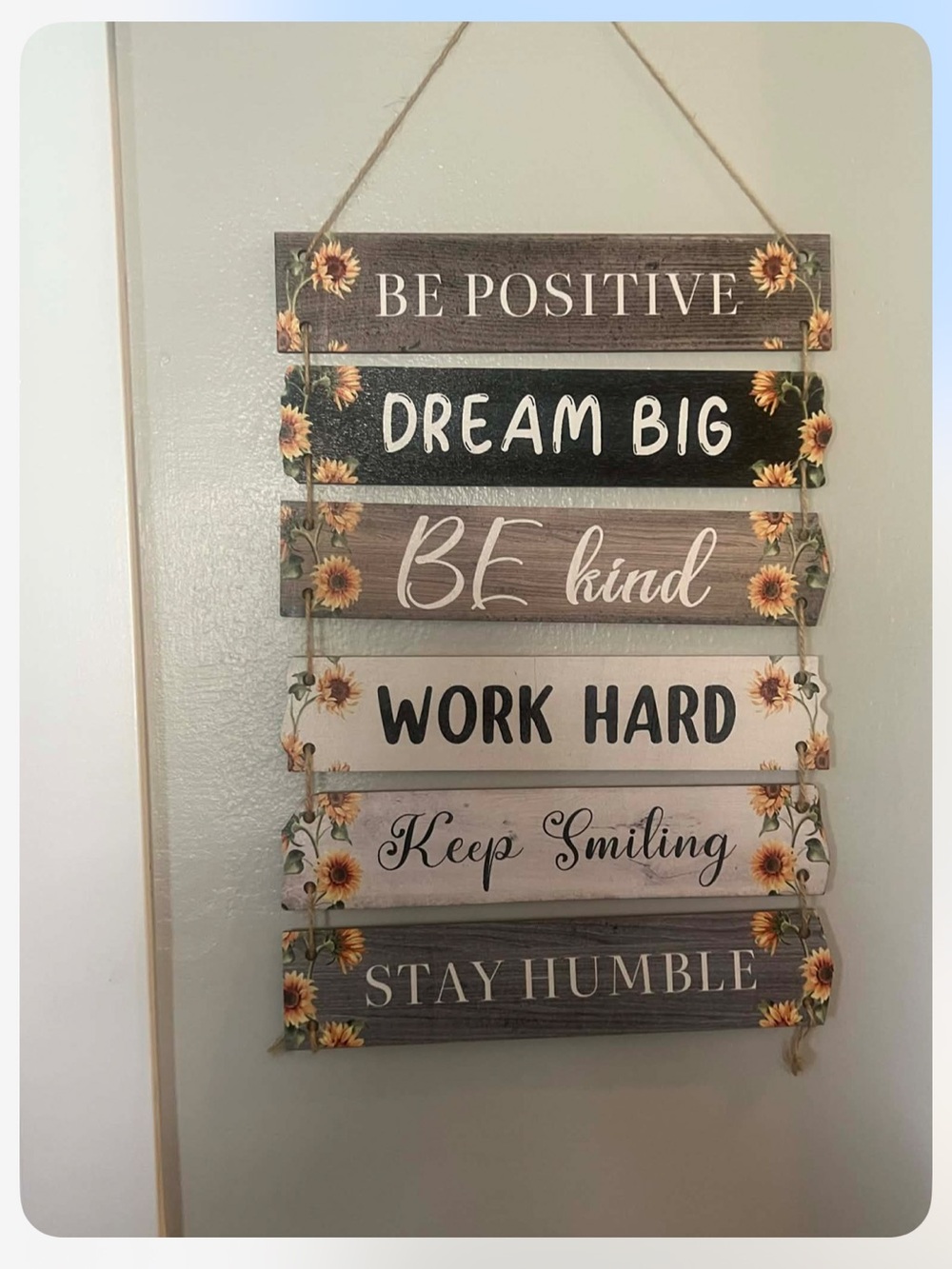 Inspirational Sunflower Wall Hanging - Brown, Black, Cream
